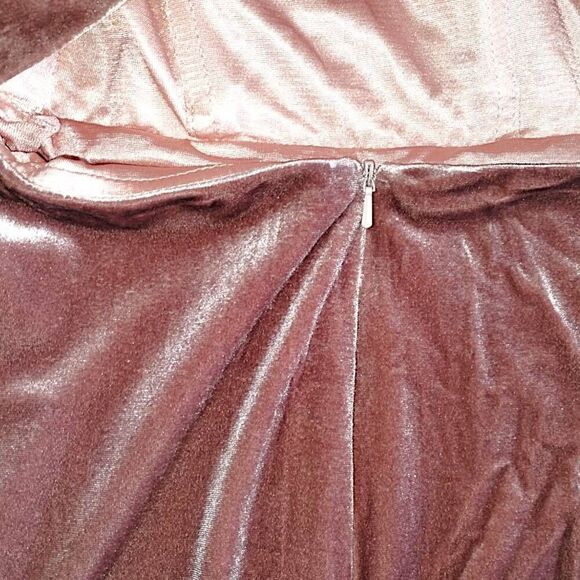 Coco Melody Velvet Maxi Sz Small Peach Velvet One Shoulder Gown Wedding Swiftie - Picture 11 of 16